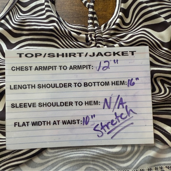 H&M Halter Crop Top Size XS Brown White Boho Hippie Festival Concert Groovy Vibe - Picture 8 of 9